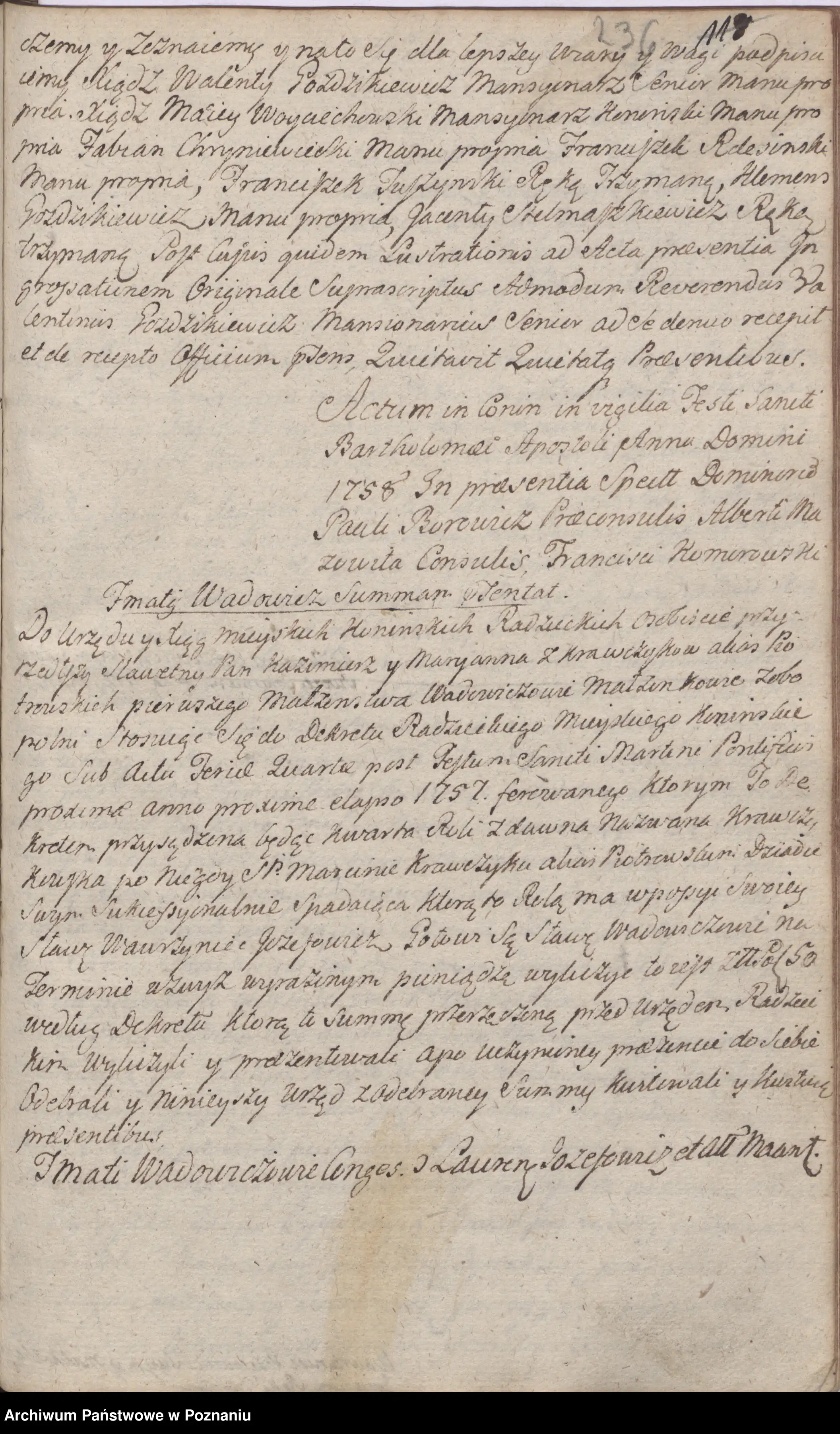 Archiwum Państwowe w Poznaniu, Akta miasta Konin, sygn. I/8, s. 236