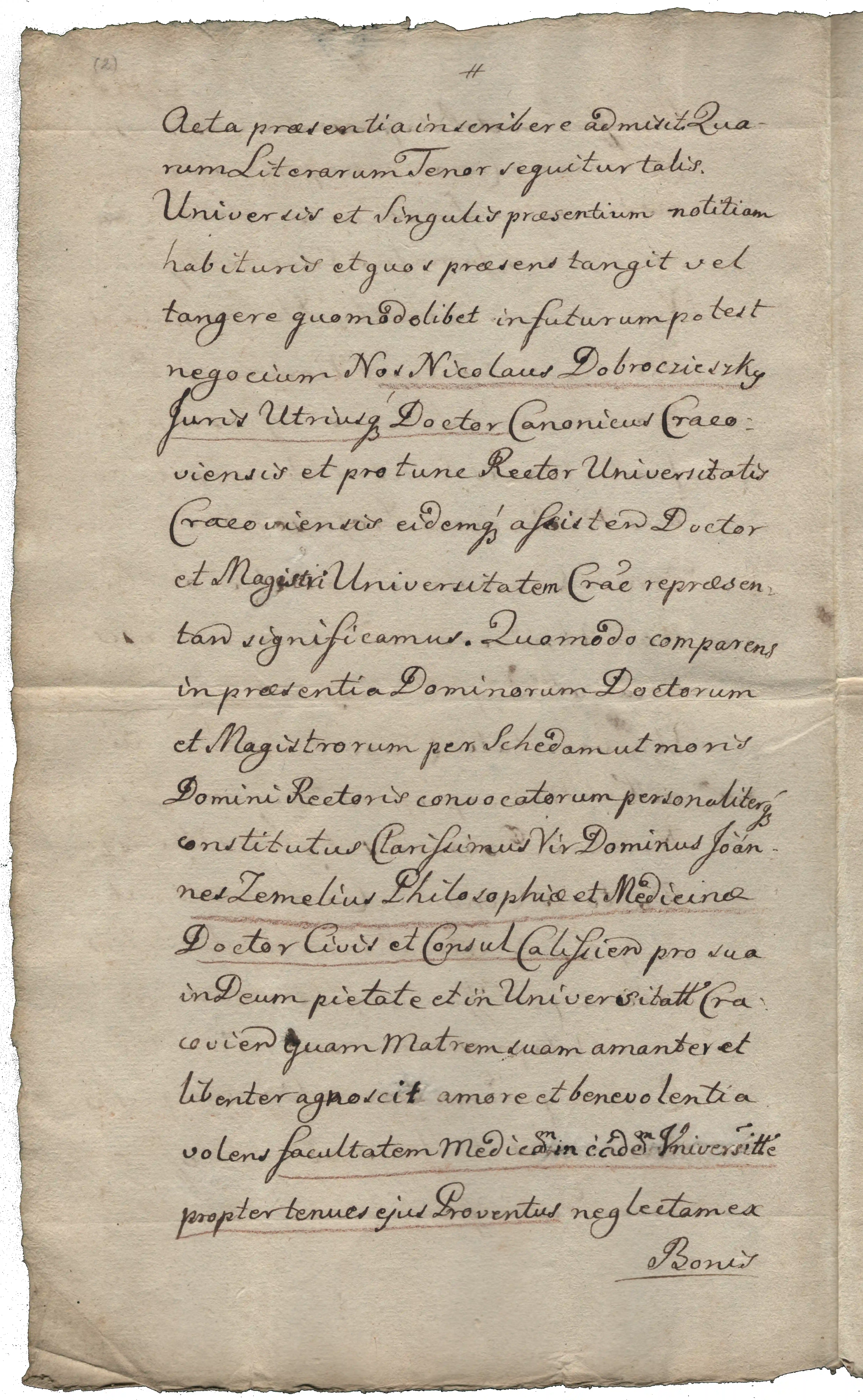 Archiwum Uniwersytetu Jagiellońskiego, sygn. 3945, s. 2.
