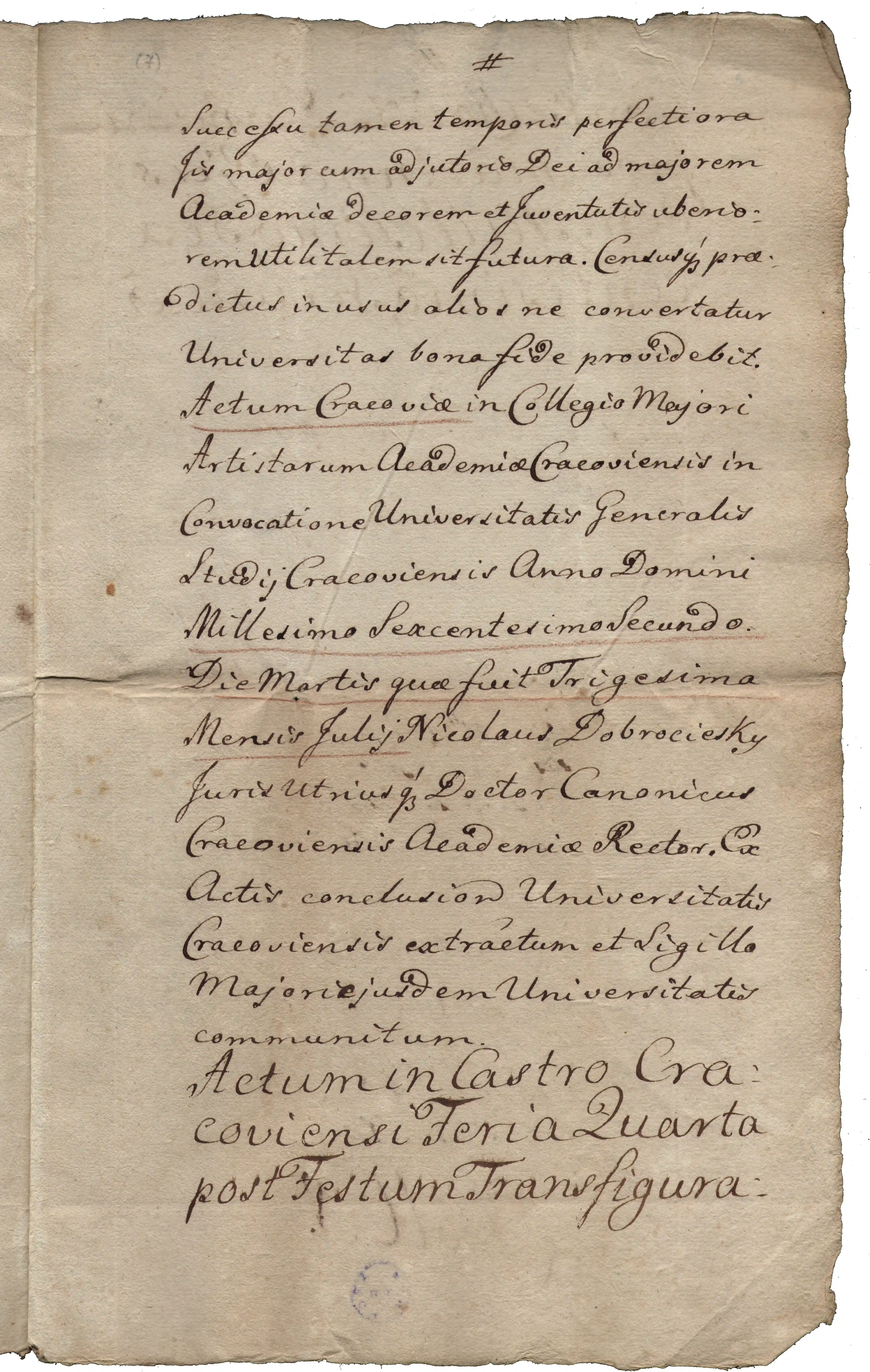 Archiwum Uniwersytetu Jagiellońskiego, sygn. 3945, s. 7.