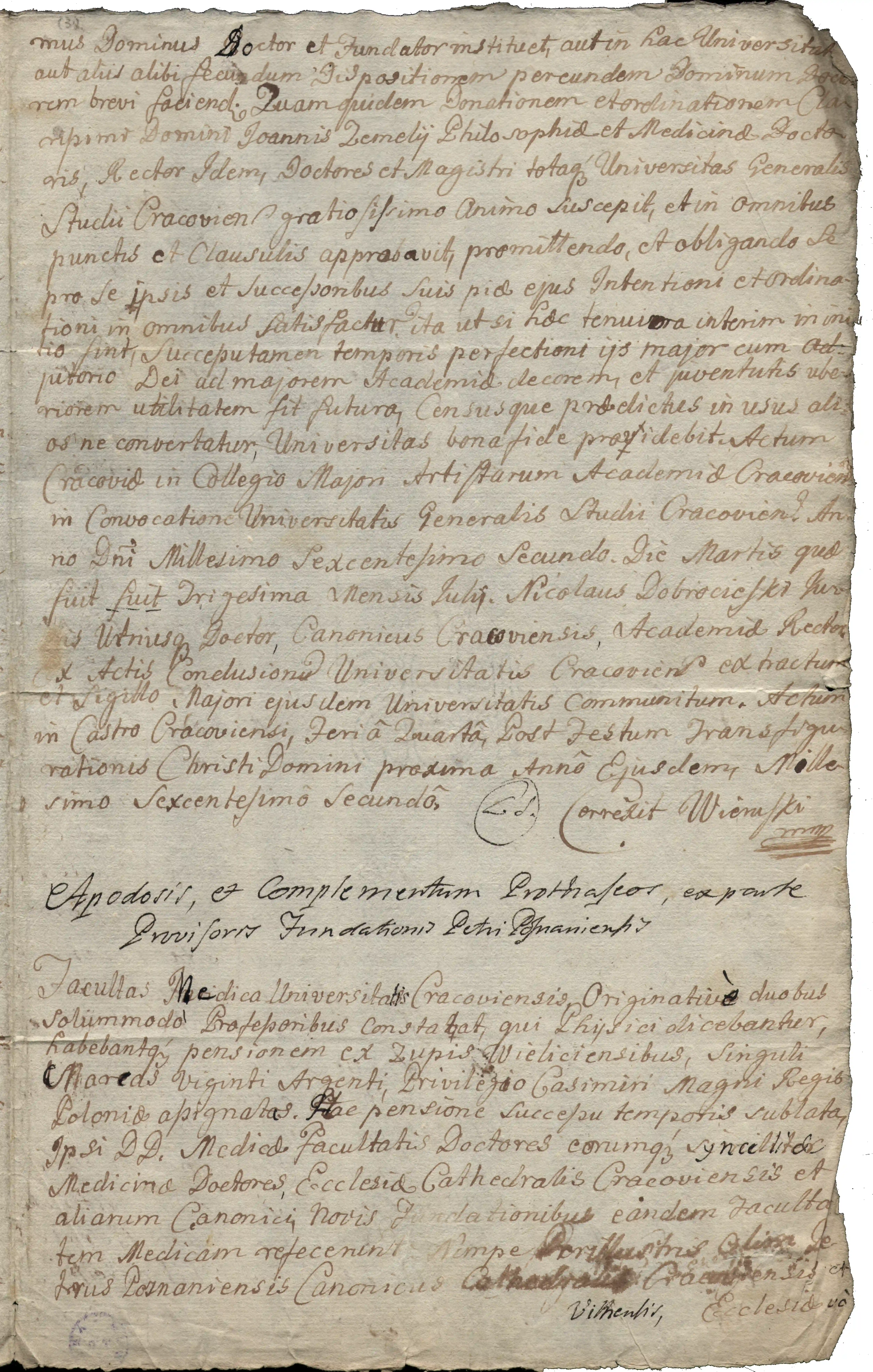 Archiwum Uniwersytetu Jagiellońskiego, sygn. 3946, s. 3.